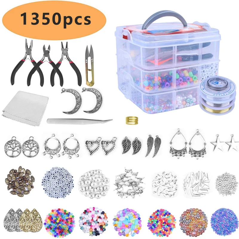 DIY Fashion Jewelry Making Set, Beading, Elastic Rope, Making And Repairing Tool Set, Suitable for DIY Handmade Beginners Christmas & Halloween Gift
