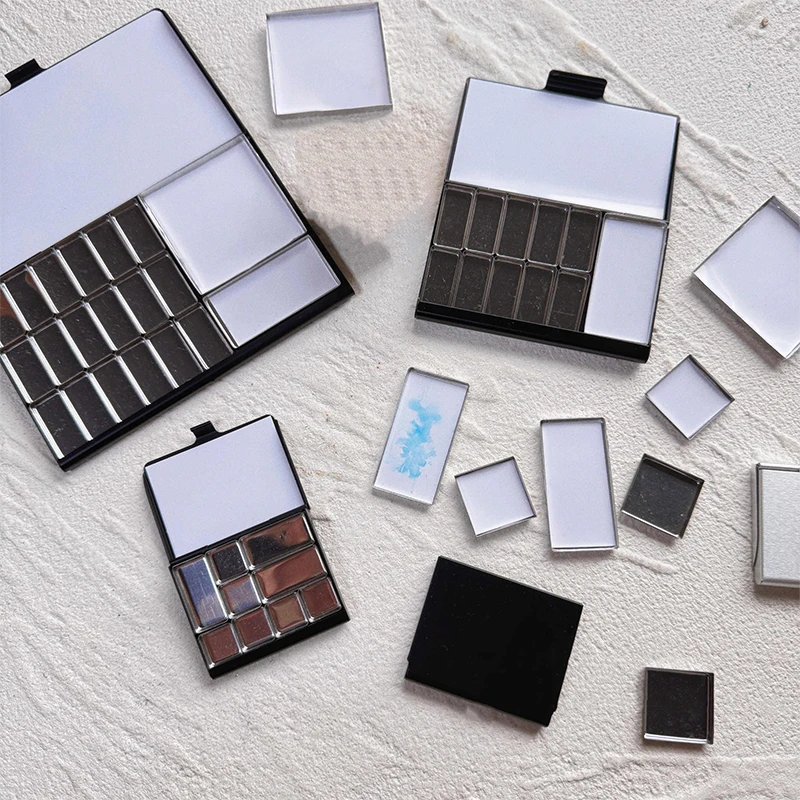 0.5ml/1ml/2ml For Travel Box Magnetic Aluminum Palette Professional Paint Art Watercolor Box Packaging Grid Supplies