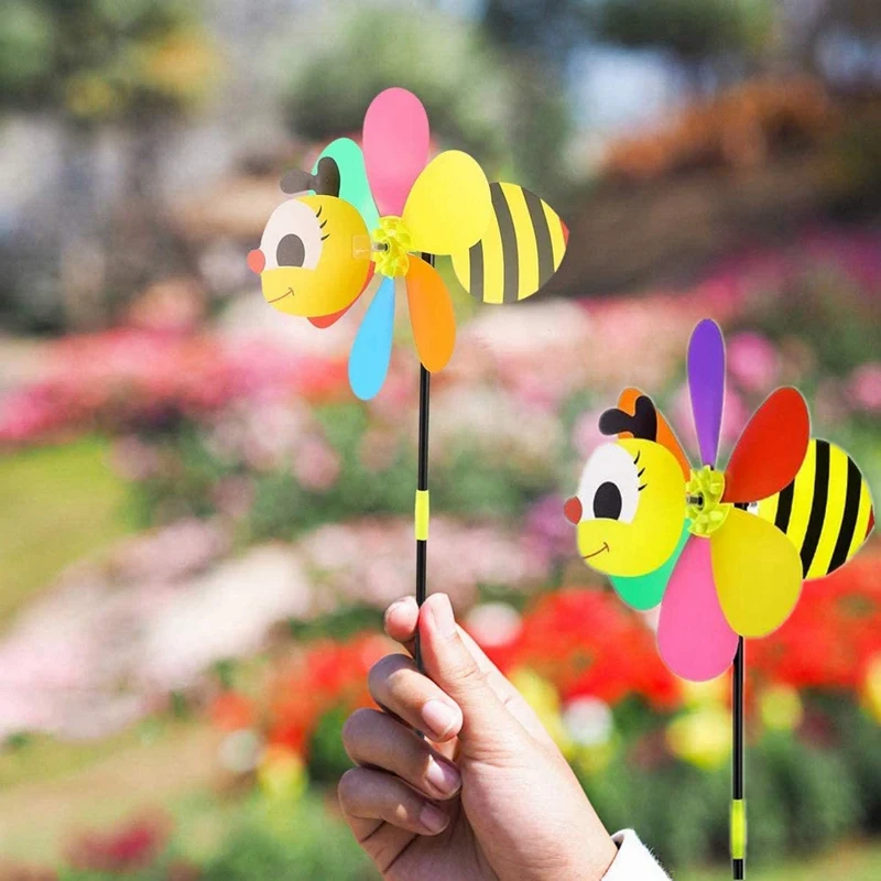 5 Pcs Windmills Colorful Wind Spinner 3D Animal Pinwheel Garden Ornament for Outdoor Yard Lawn Patio Decor and - view 3