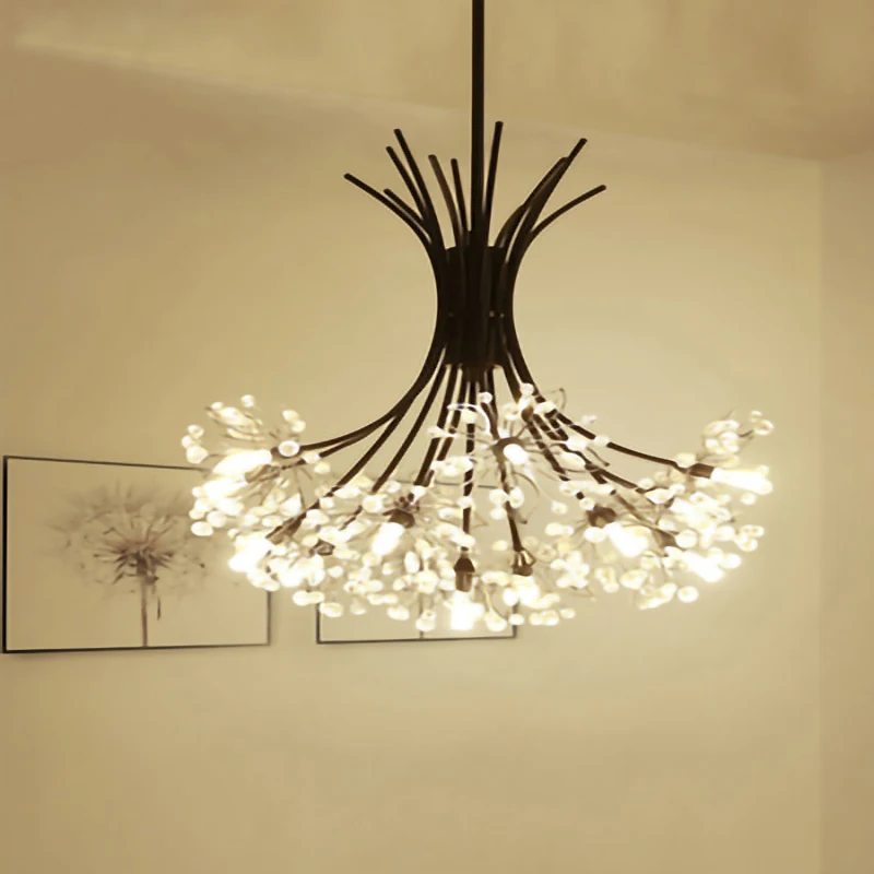 Nordic Romantic Flower Shape Chandelier Lighting Restaurant LED Crystal Hanging Pendant Lamps Living Room Bedroom Lamp Fixtures