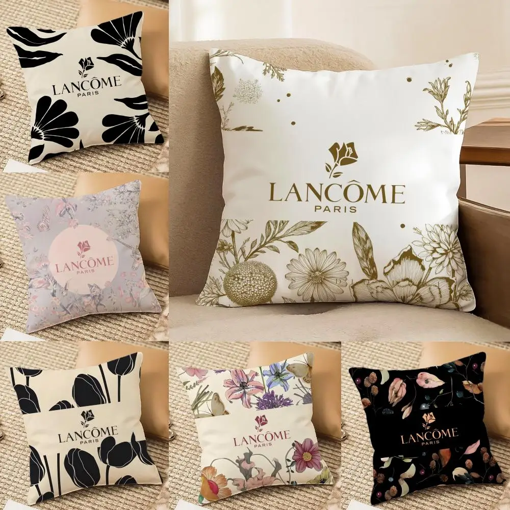 Conjunto Conmemorativo de Maquillaje con Diseño de Moda L-Lancome, Sofá Cama Elegante y Sedoso, con Cierre Invisible, Funda de Almohada para Playa