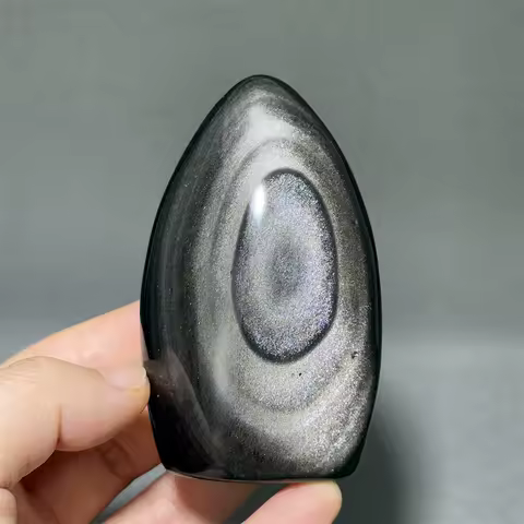 Silver Obsidian Free-Form Torch Natural Mineral Quartz Polishing Massage Beauty Reiki Therapy Meditation Home Energy Decoration