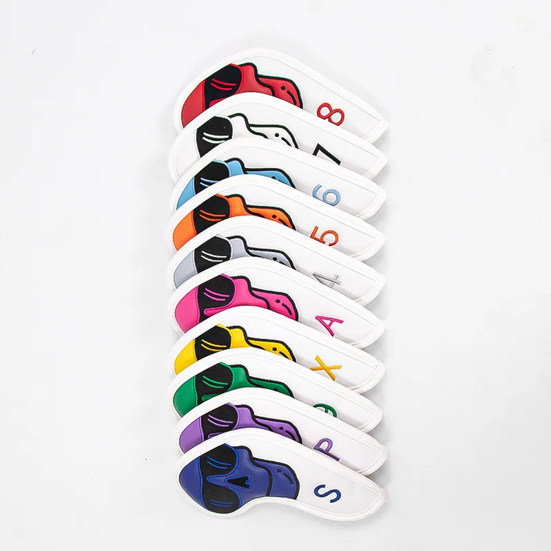 Colorful Golf Clubs Headcover Set Custom Your Logo Pu Leather Head Covers For Protect Golf Iron