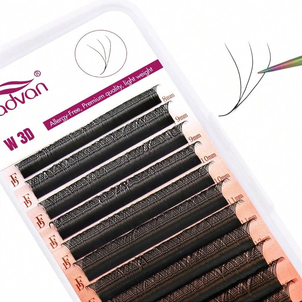 Fadvan 3D W シェイプまつげ 0.07 C/D/M カール既成ファンまつげエクステンションナチュラルソフトブラックスタイルまつげフェイクミンク個別まつげ