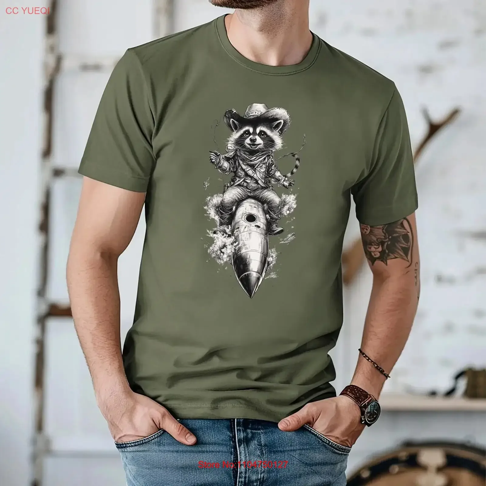 Space Raccon T Shirt Vintage Cowboy Racoon Cute Country Raccoon Rocket Unique Animal s for Him Humor Vibe HimHer vintage