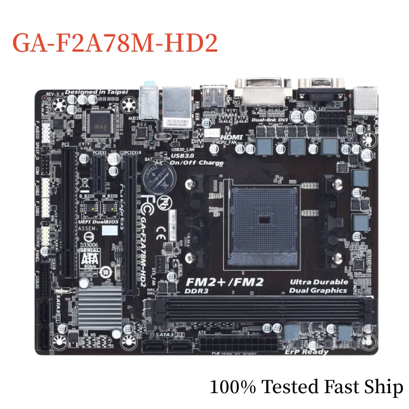 

For GIGABYTE GA-F2A78M-HD2 Motherboard A78 64GB Socket FM2/FM2+ DDR3 Micro ATX Mainboard 100% Tested Fast Ship