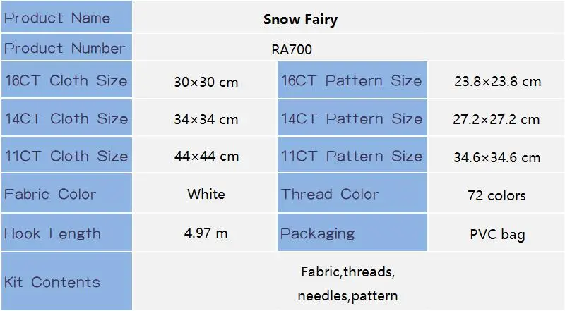 Joy Sunday Cross Stitch Kit Snow Fairy HD Pattern Printed Counted Fabric Aida 16CT 14CT 11CT DIY Embroidery Set Home Decor New