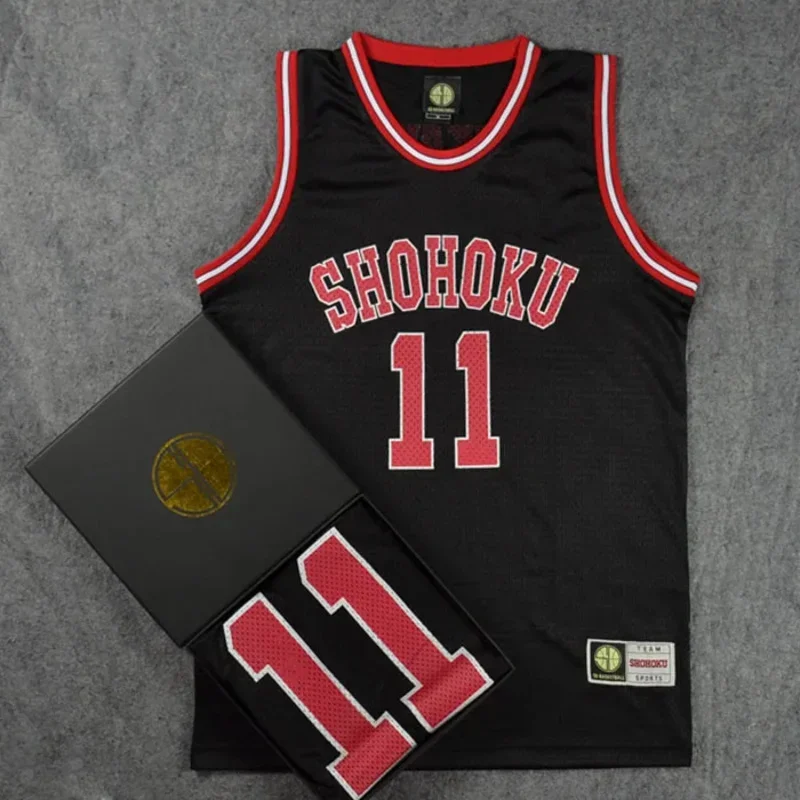 A Cosplay Costume Shohoku NO.11 Kaede Rukawa Red Basketball Jersey Tops SportsWear Team Uniform Vest Men