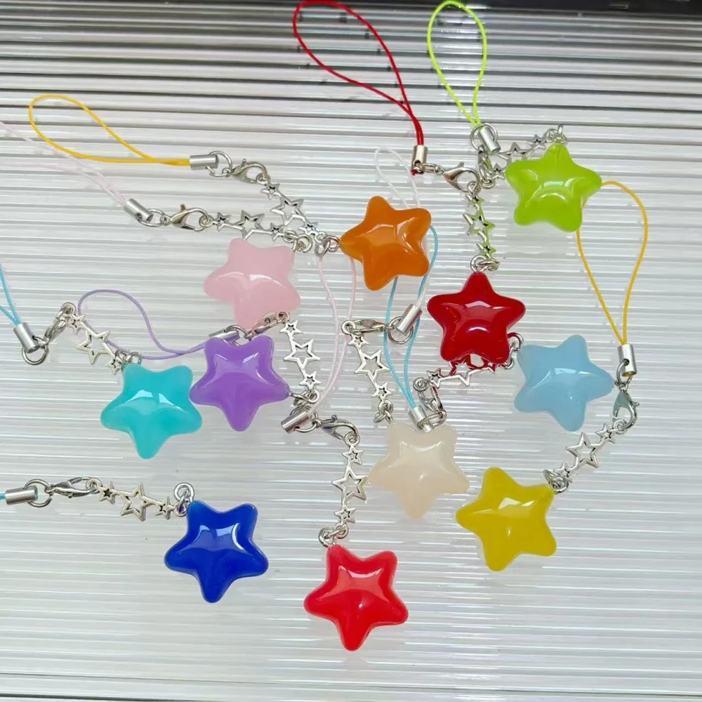 8 Colores, Cuentas de Cristal en Forma de Estrella de Cinco Puntas, Borlas, Dijes, Etiquetas para Llaveros, Collares y Joyería DIY