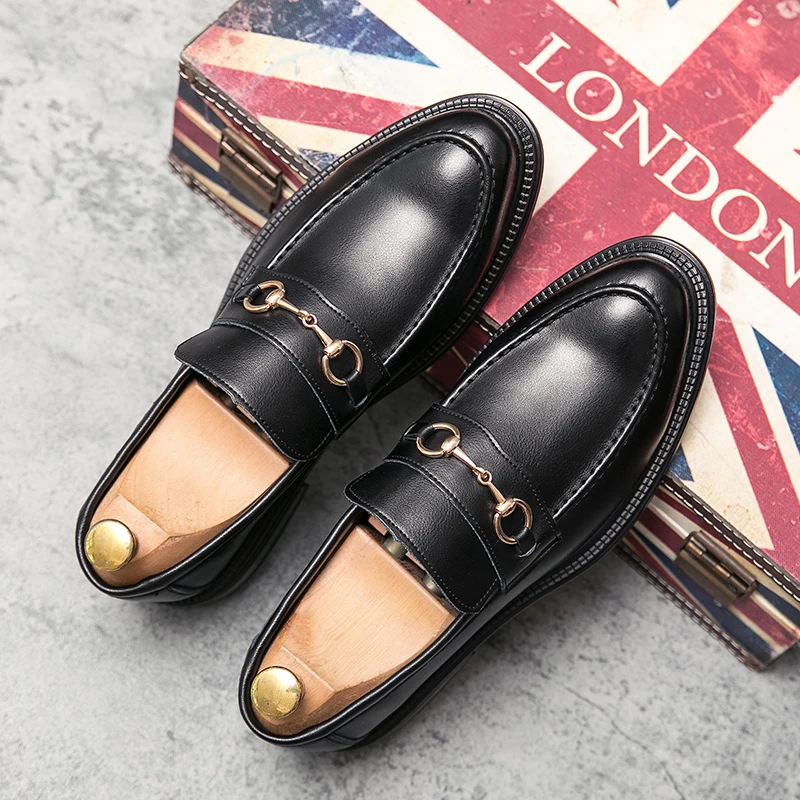 Spring Italian Handmade Men Leather Loafers British Style High Quality Fashion Brogues Shoes Slip on Low-heeled Mens Dress Shoes