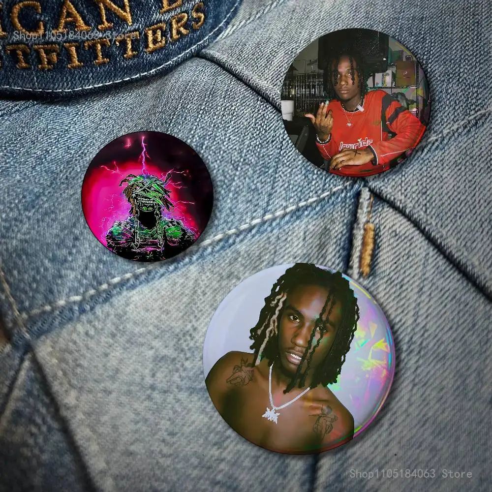 O-OsamaSon Psykotic Laser reflective round badges pins bag clothing decorations collectibles gifts for friends