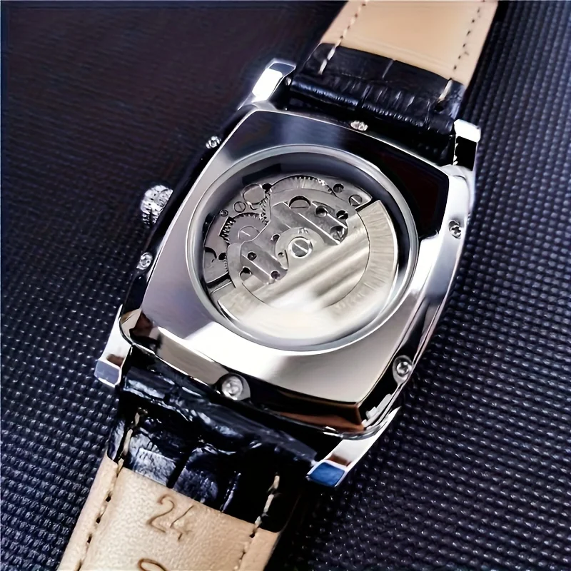 [Luxury Tourbillon Mechanical Watch] Lightweight Luxury Tourbillon Mechanical Watch for Men - Fully Automatic High-End Fashion Trend Skeleton Business Casual Men's Wristwatch - Sun, Moon, Stars, Barrel-Shaped, Grand Dial, the Best Gift for Him, No Batteries Needed