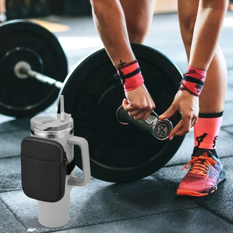 Water Bottle Pouch For Tumbler Coin Purse 40oz Car Sippy Double Pocket Handle Ice Bullion Cup Protective Cover Storage Bag