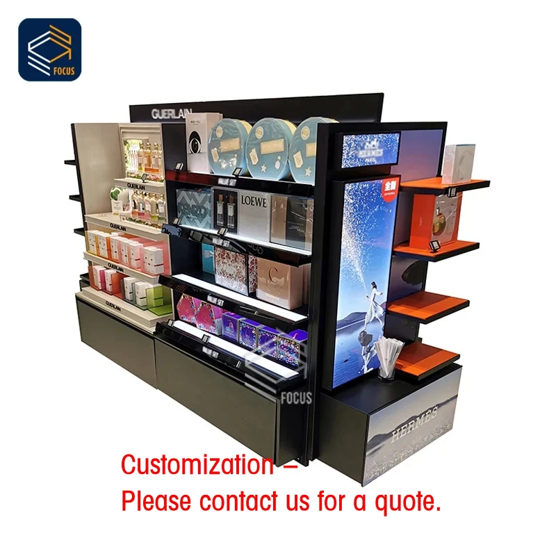 

custom.Custom Retail Perfume Display Cabinet Cosmetic Fixture Wooden Metal Shelf Light Box Display Furniture