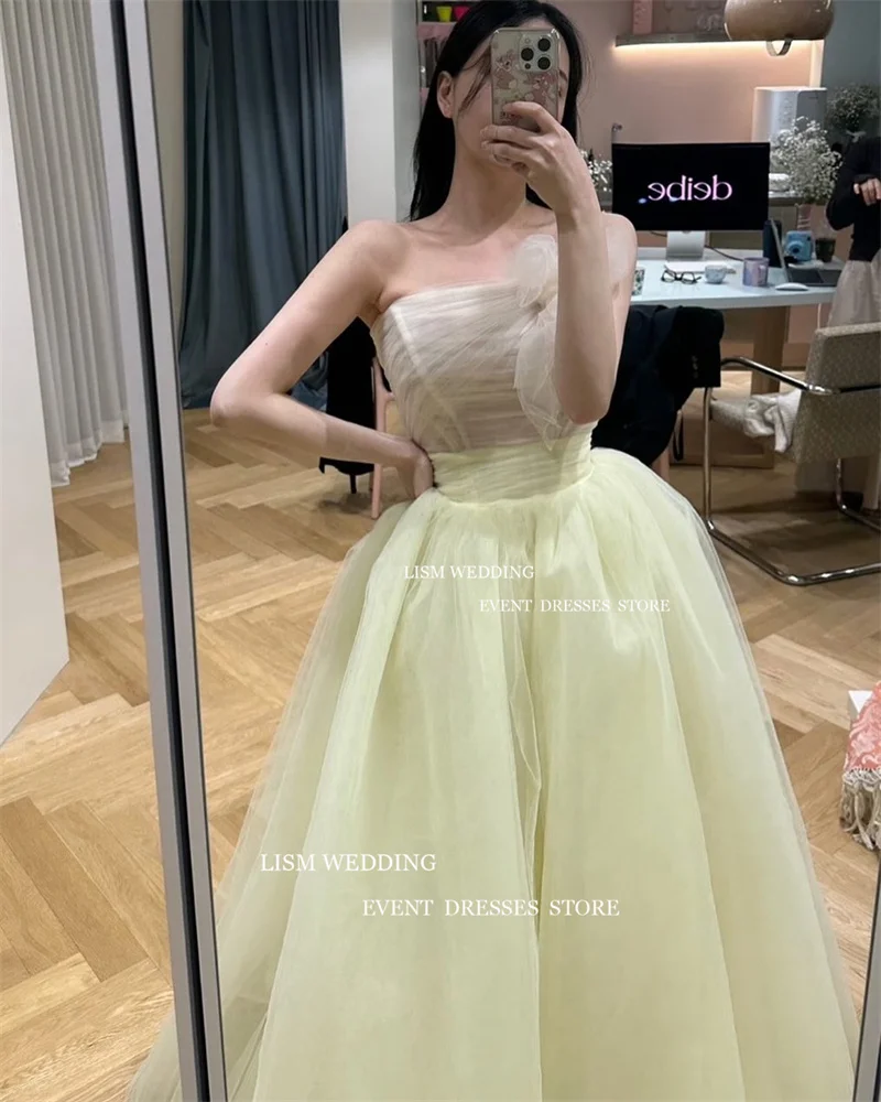 OLOEY Fairy Tulle A Line Evening Dresses Korea Wedding Photoshoot One Shoulder Princess Prom Gowns Corset Back Party Prom Dress