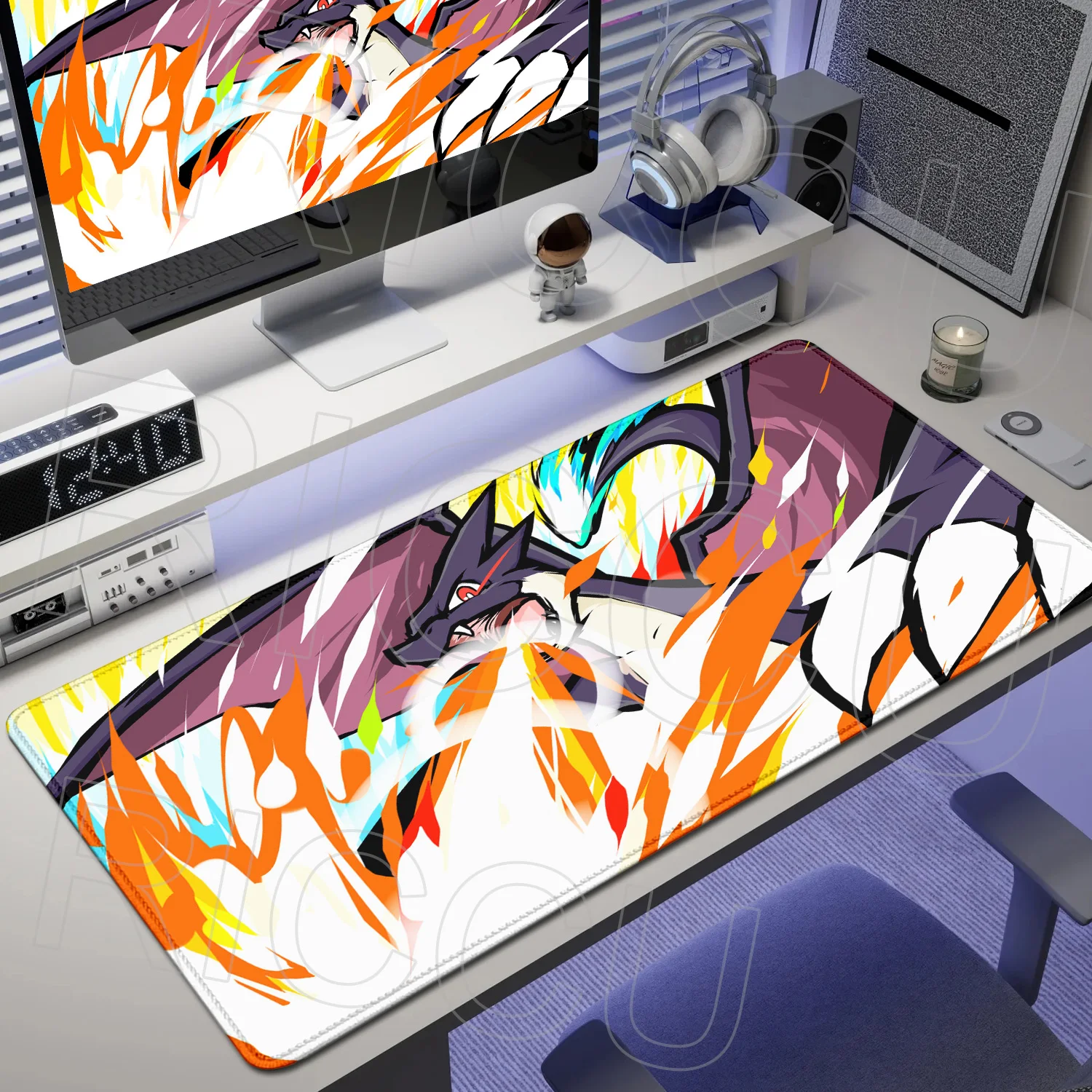 XXL-Schutz-Gaming-Mauspad aus Gummi, Pokemon Charizard, HD-Druck, PC-Zubehör, Mauspad, Tastaturpad, rutschfest, für Büro und Laptop