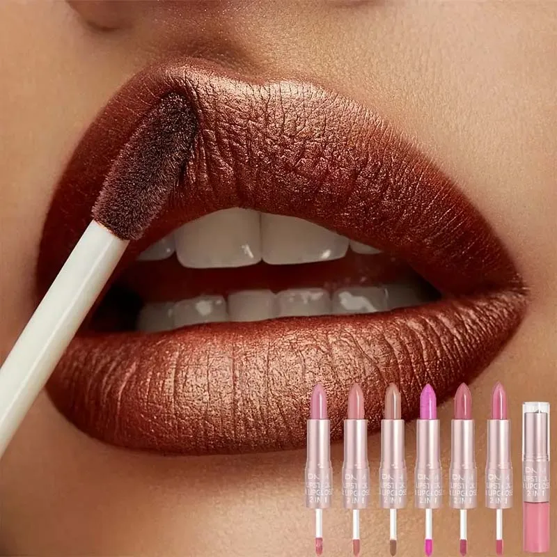 Rouge à lèvres antiadhésif et hydratant 2 en 1, liquide longue durée, résistant à la décoloration, pour tous les types de peau, rouge à lèvres