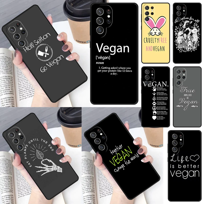 LOVE VEGGIE Vegetarian Quotes VEGAN FOOD For Samsung Galaxy S23 Ultra S22 S20 S21 FE S8 S9 S10 Plus Note 10 20 Ultra phone Case