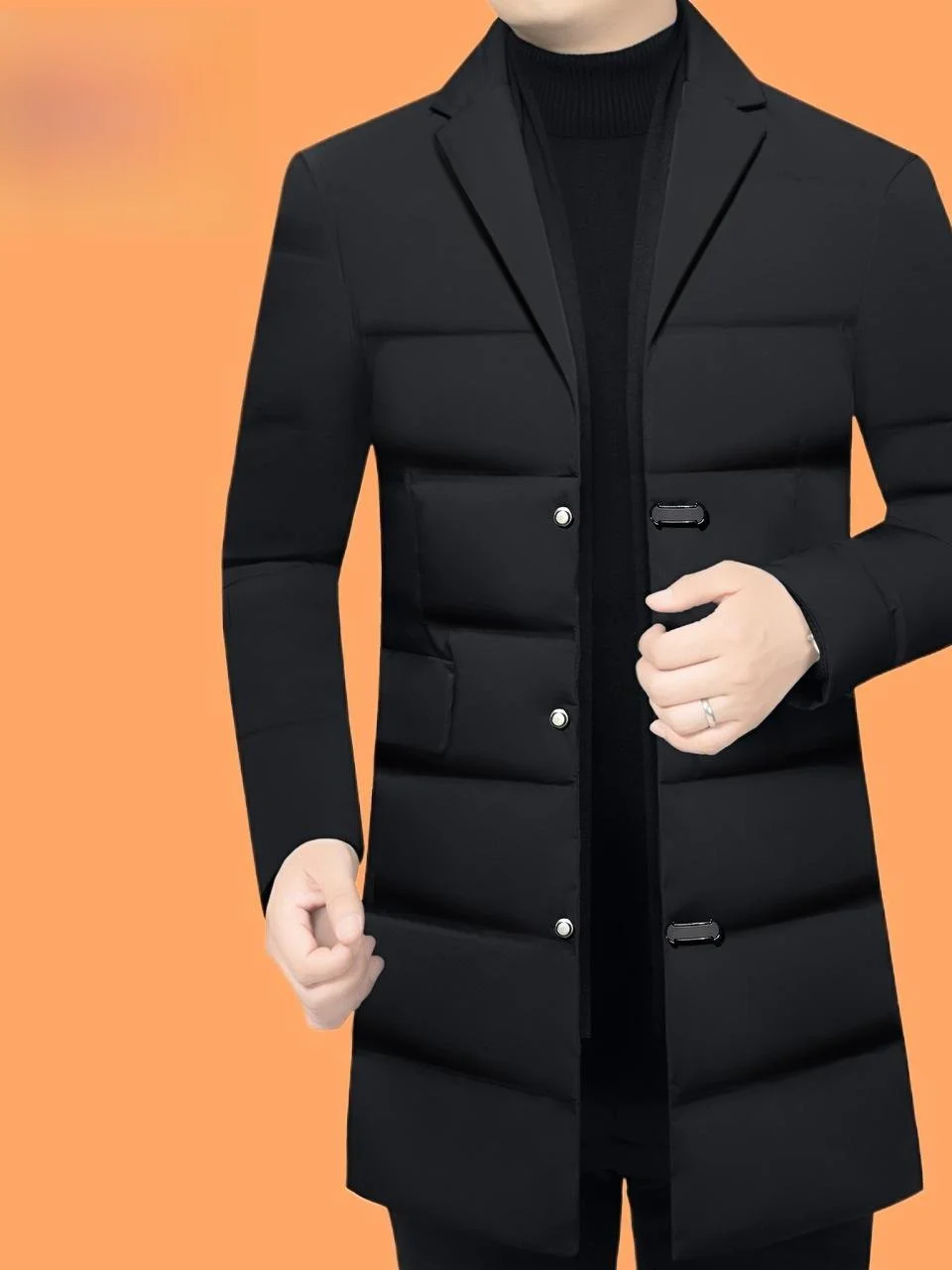 

Busin Casual Mid-Length Men's down Jaet Scarf Collar Warm Outerwear Thiened Winter New Sle Faionable Lightweight