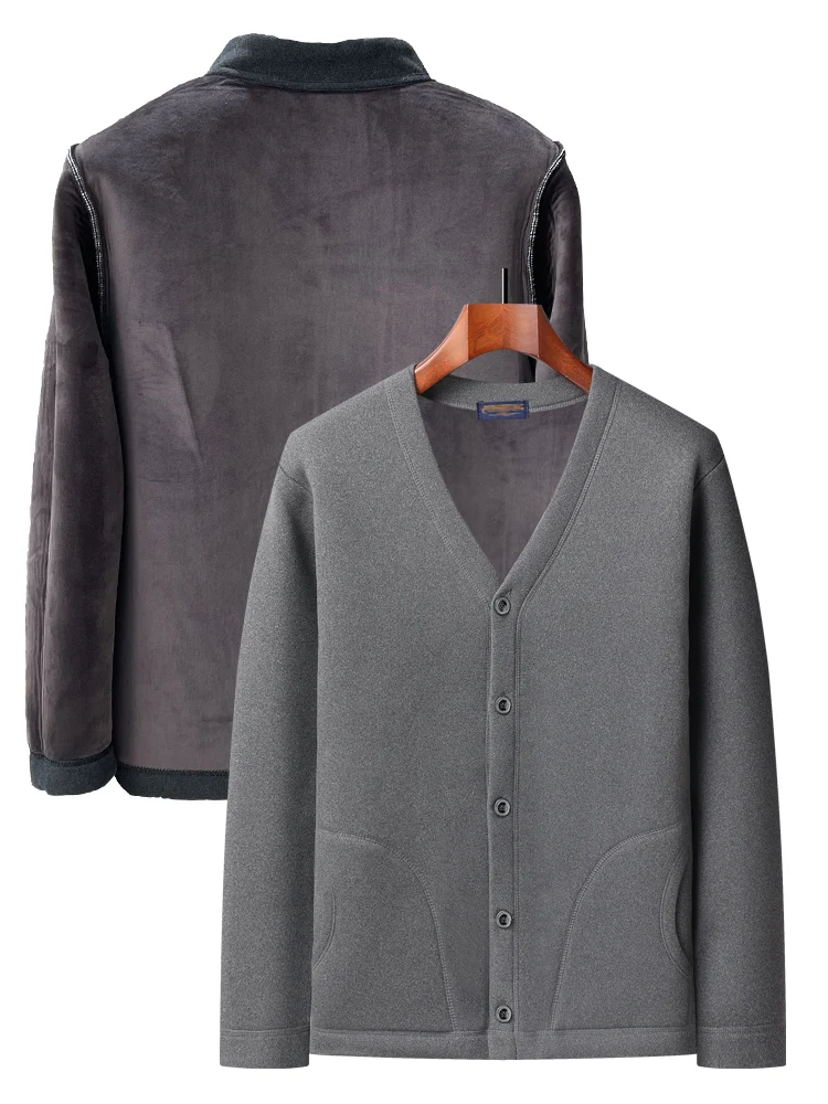 

Утепленное зимнее пальто из флиса для мужчин среднего и старшего возраста, домашняя одежда, теплое повседневное пальто с наполнителем из полиэфирного волокна, длинное пальто