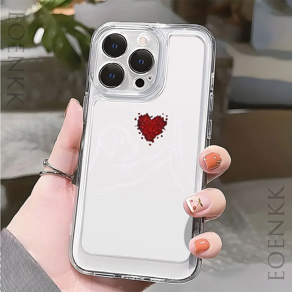 Luxury Shockproof Soft Clear Phone Case For iPhone 11 12 13 14 15 16 Pro Max XS X XR 7 8 Plus SE 3 2022 With Cute Line Cat Cover