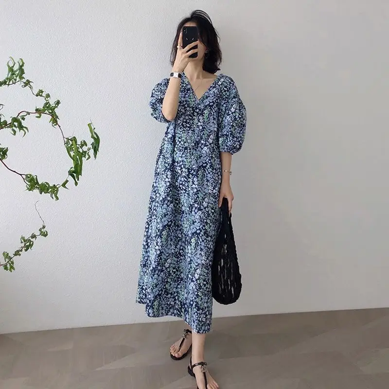 

Elegant Long Summer Dress 2025, French Korean Style Flowy Maxi Dress with Slim Fit, Plus Size Women's Dress