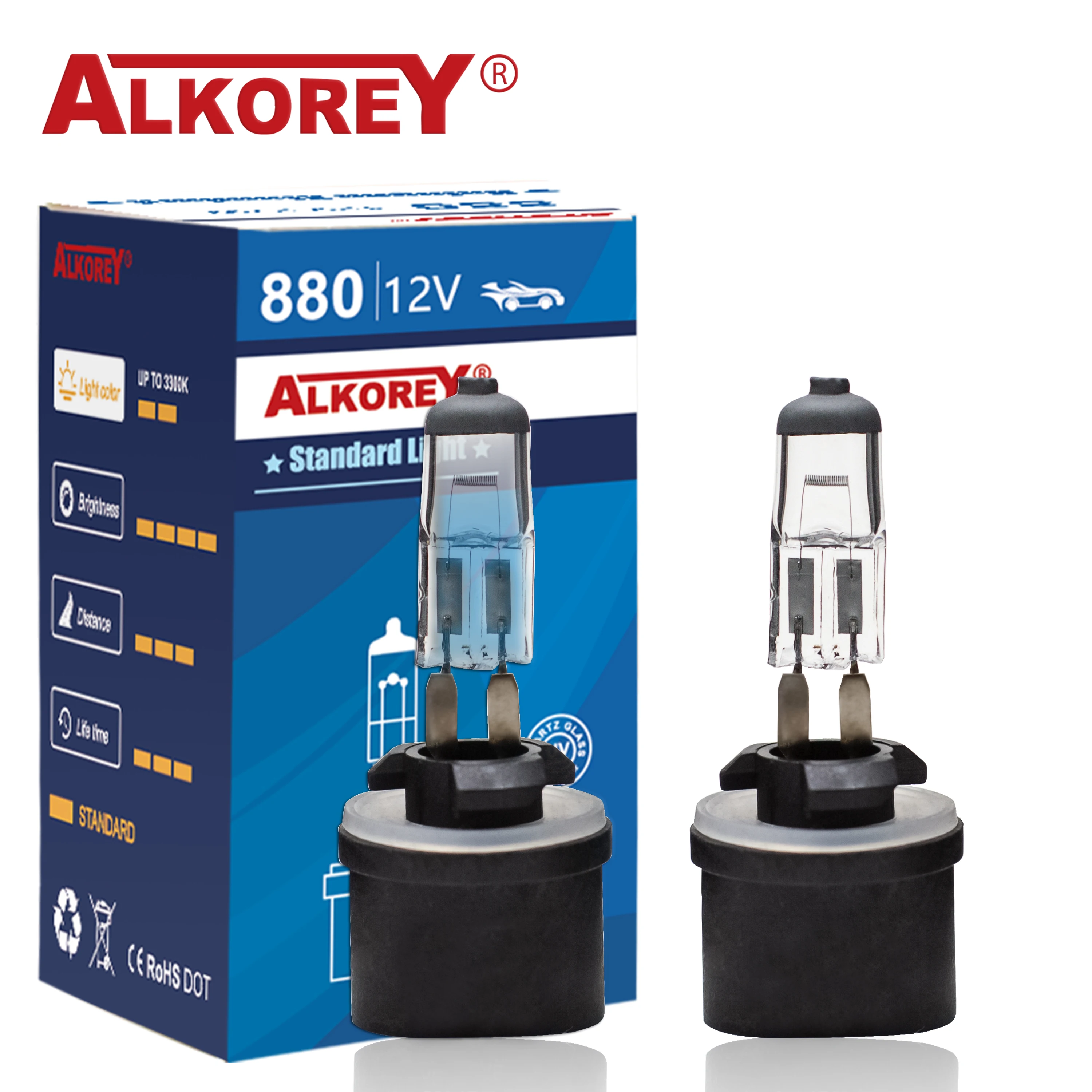 

Alkorey 2PCS 880 H27W/1 12V 27W Clear Auto Headlight Bulbs Warm White 3350K Car Fog Lights Driving Lamp Halogen Lamps