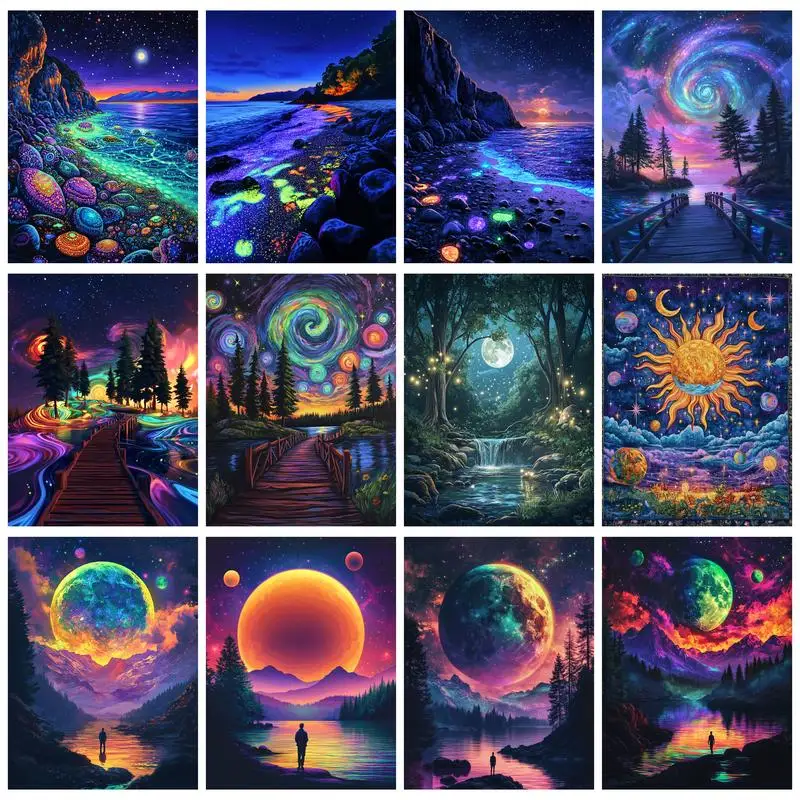 

RUOPOTY Picture With Numbers Dreamy Scenery Acrylic Paint Paintings Digital Painting Hand Painted Painting By Numbers Kits