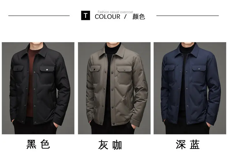Men's 50% White Duck Down down coat 2026 winter turndown collar warm Down Jackets men fashion light and thin Jacket M-4XL