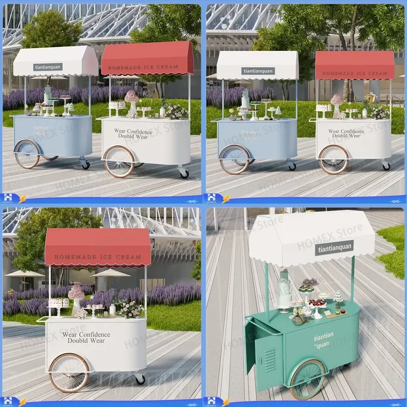 Mobile Food Cart Snack Stall Night Market Dining Car Scenic Sales Booth Shopping Mall Promotion Float Display Table Trolley