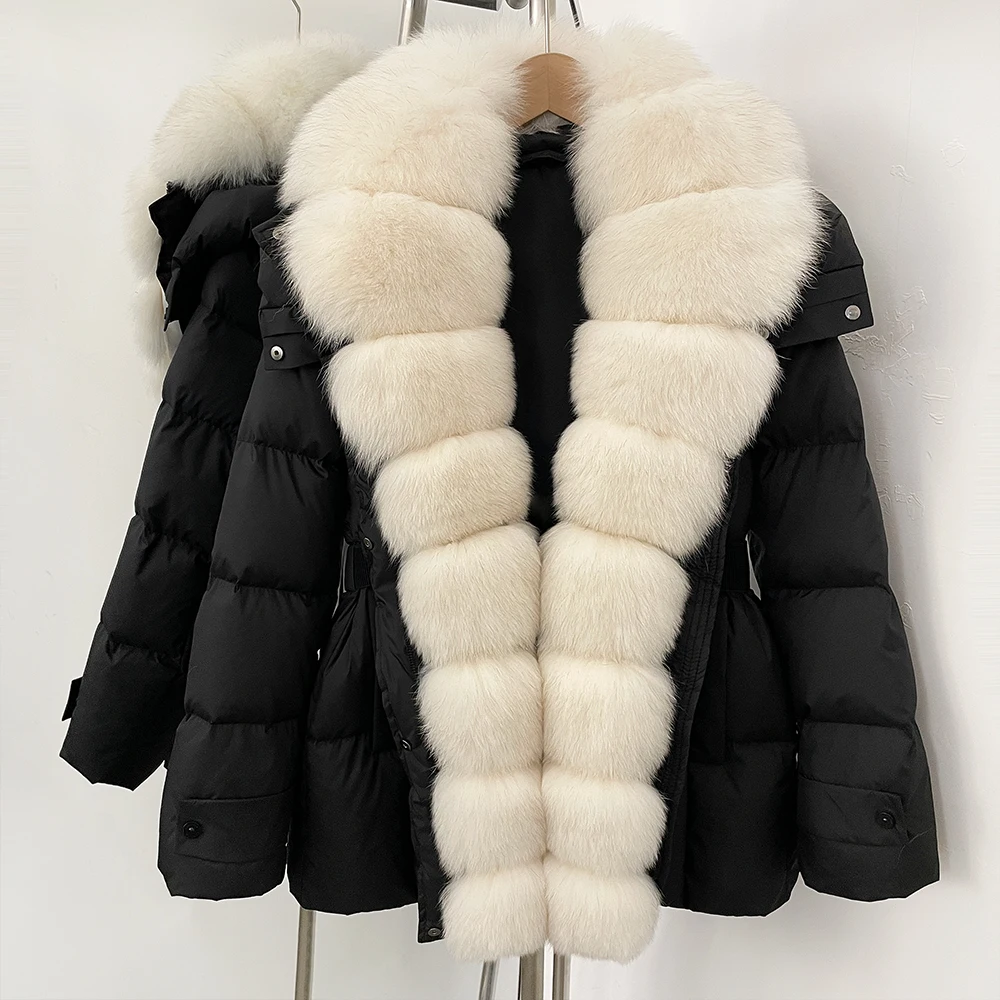Chaquetas de invierno para mujer, chaqueta de entretiempo para mujer, Parka con piel Natural, abrigo de invierno para mujer, 2025 esperando al calor
