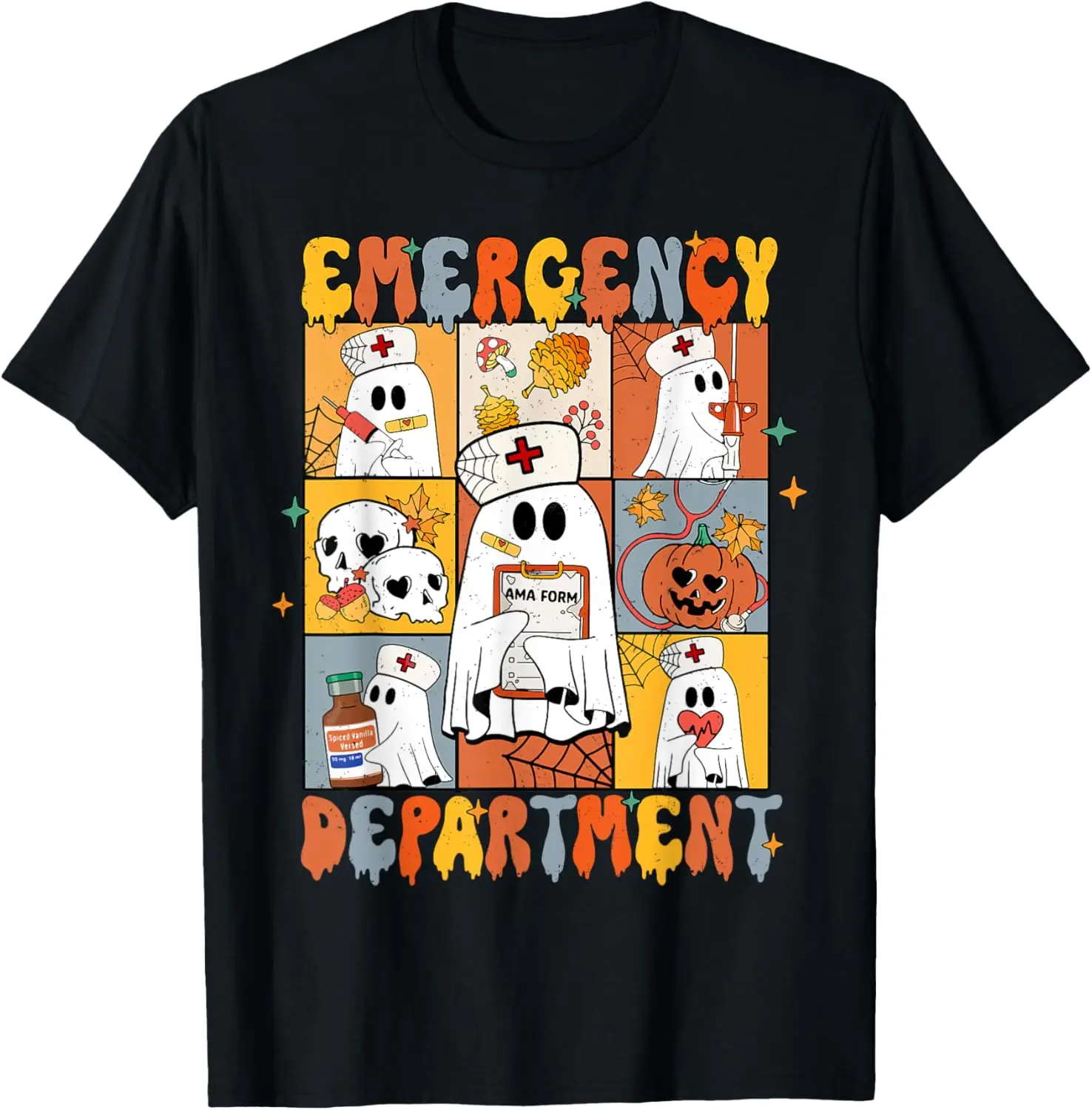 Emergency Department Halloween Cute Pumpkin Ghost ER Nurse T-Shirt