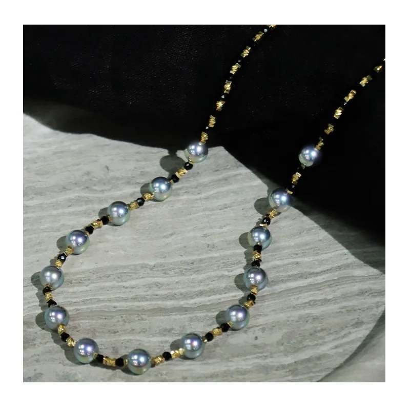 

Vintage Style, High-end Niche Design, Silver-blue Celestial Maiden Pearl Necklace, Women's Light Luxury Collarbone Chain Accesso
