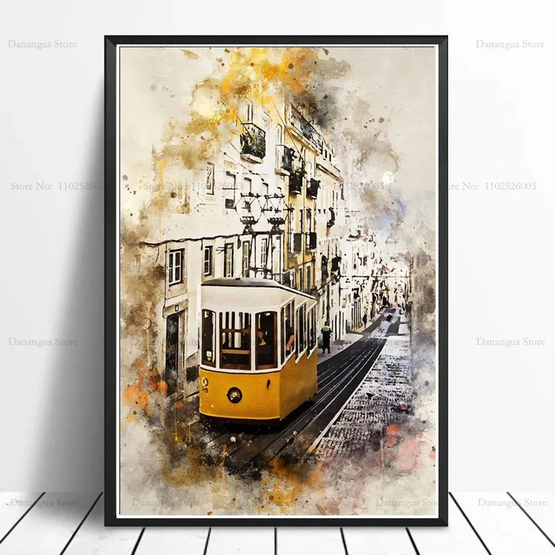 Hot Lisbon Portugal Travel World City Landscape Comic Poster Prints Wall Art Canvas Painting Picture Photo Gift Room Home Decor