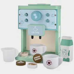 Juguetes de cocina de simulación Playhous de madera para niños pequeños, accesorios de fabricante de coffer de simulación Montessori, juego de cocina de juguete