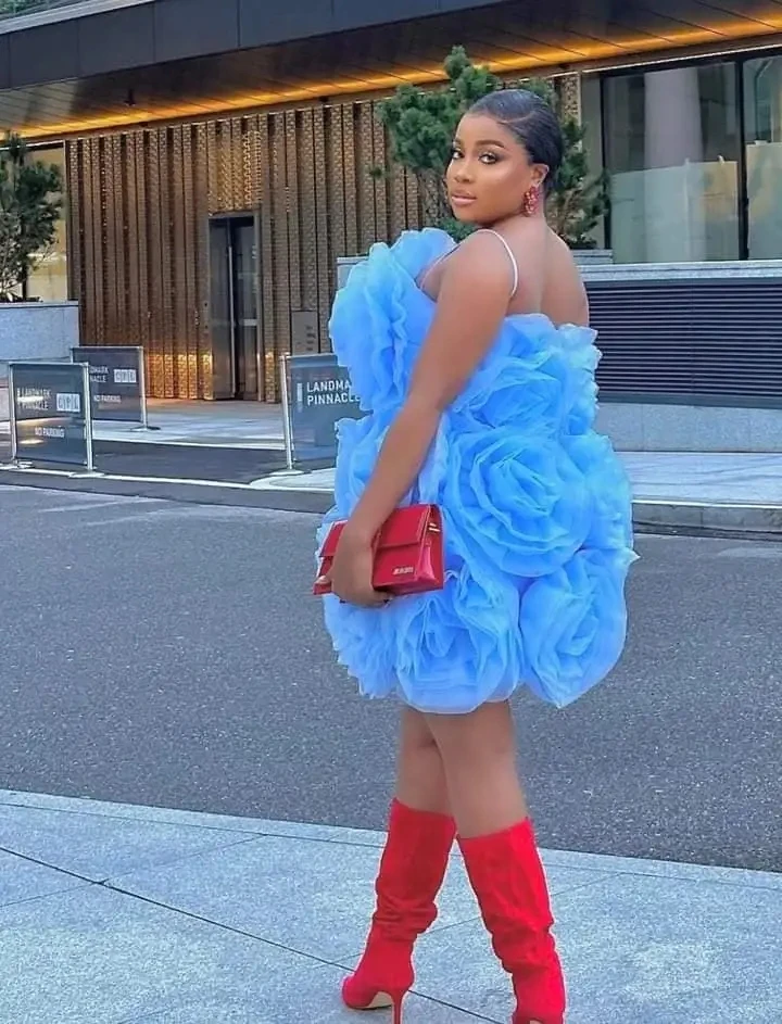 Fashion Couture Sky Blue Party Dresses Floral Sleeveless Prom Gowns Layered Off Shoulder Short Tutu Dress Knee Length Layered