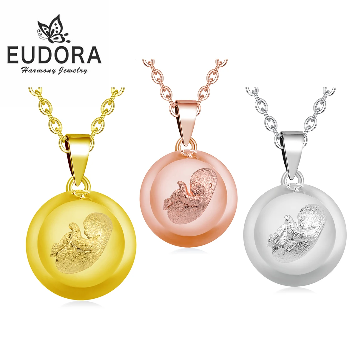 Eudora Harmony Ball Baby Pendant Pregnancy Bola Baby Chime Ball Angel Caller Necklace DIY Maternity Jewelry Women Gift