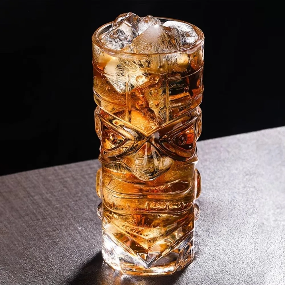 Novelty Transparent Mask Glass Cup Vintage 420ml Cocktail Glass Thicken Beer Cup Whiskey Cup Bar