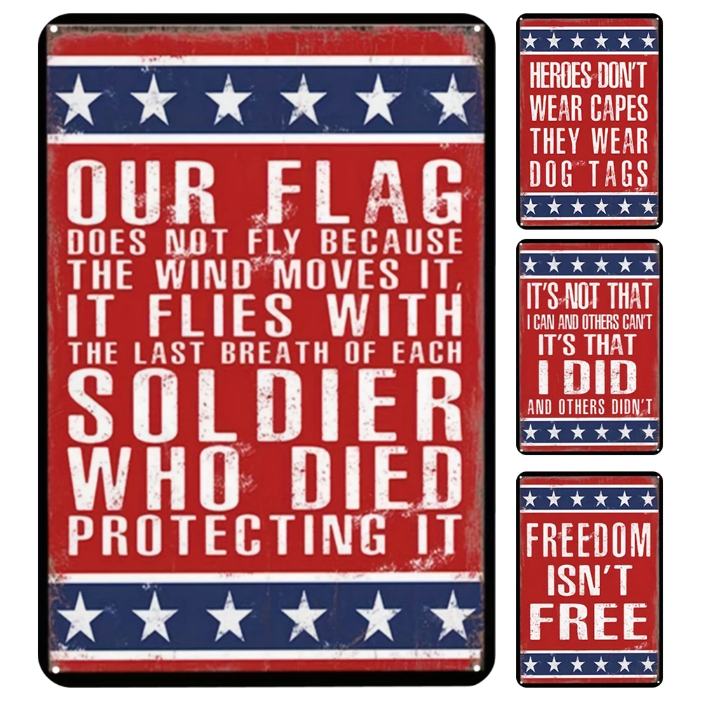 

4 шт., винтажный звездный флаг, металлическая жестяная вывеска, 2D металлический настенный художественный постер, домашний декор 30x40 см