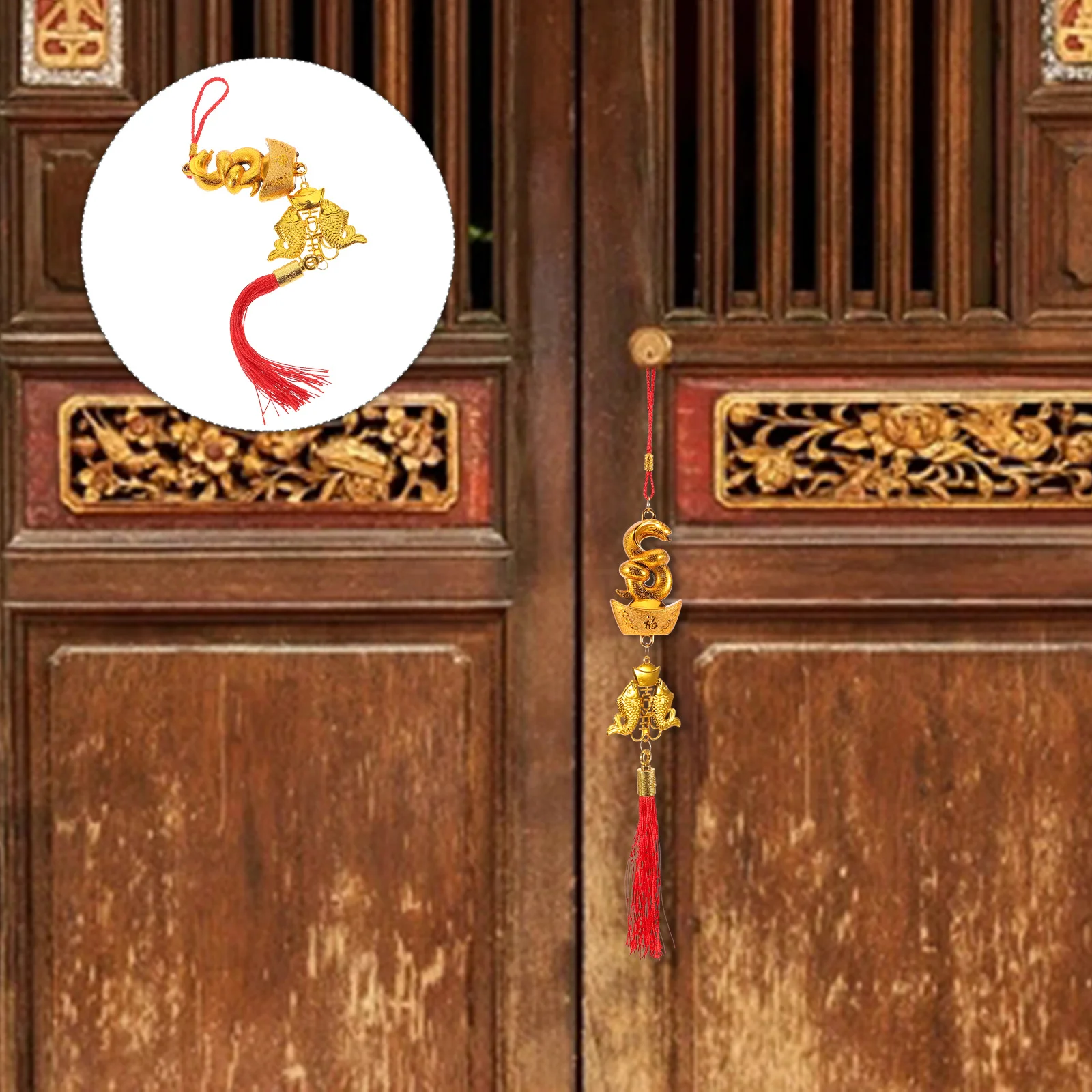 

10pcs Gold Plated Snake Hanging Pendants Chinese New Year Decorations For Home Door Wall Spring Festival Supplies Tassel