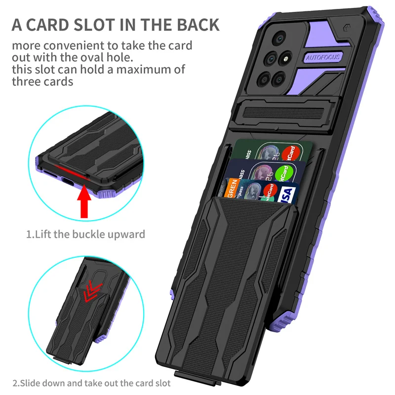 

Camera Protection Case For Xiaomi Redmi 10 Shockproof Armor Stand Bumper Silicone Back Cover for Redmi10 With Card Slot Cases