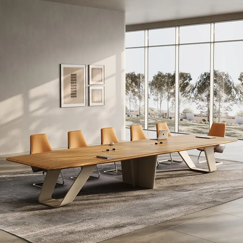 Large Modern Conference Table Set with Chairs, Luxury Meeting Desk, Executive Office Work Table,Contemporary Boardroom Furniture