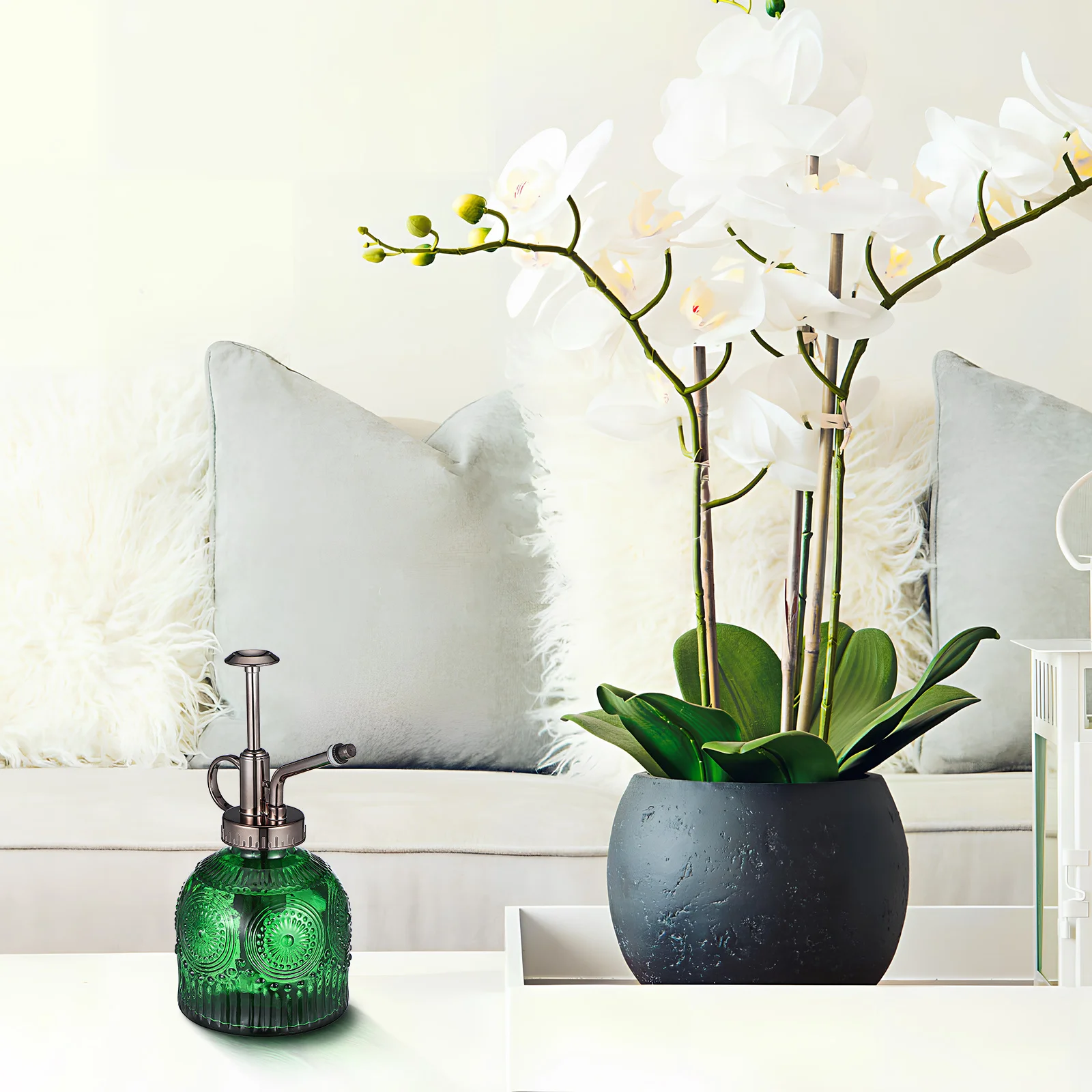 

Plant Mister Spray Bottle Glass 400Ml Embossed Watering Bottle for Plants Plant Sprayer Mister for Home Spray Bottles