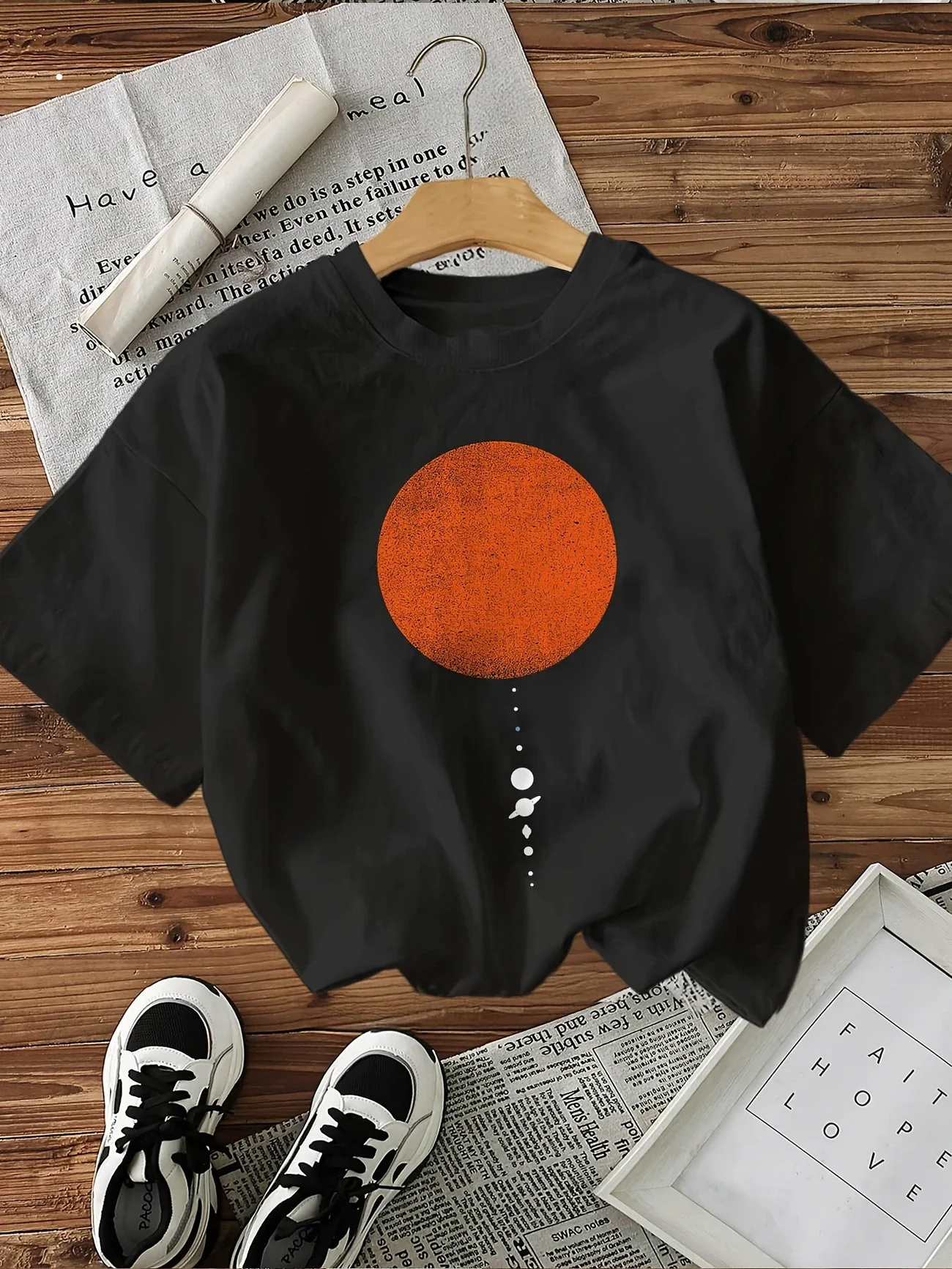 Sun Moon Print T-Shirt Kurzarm Kurzarm Rundhals T-Shirt Kleidung Damen Retro Ästhetische T-Shirts