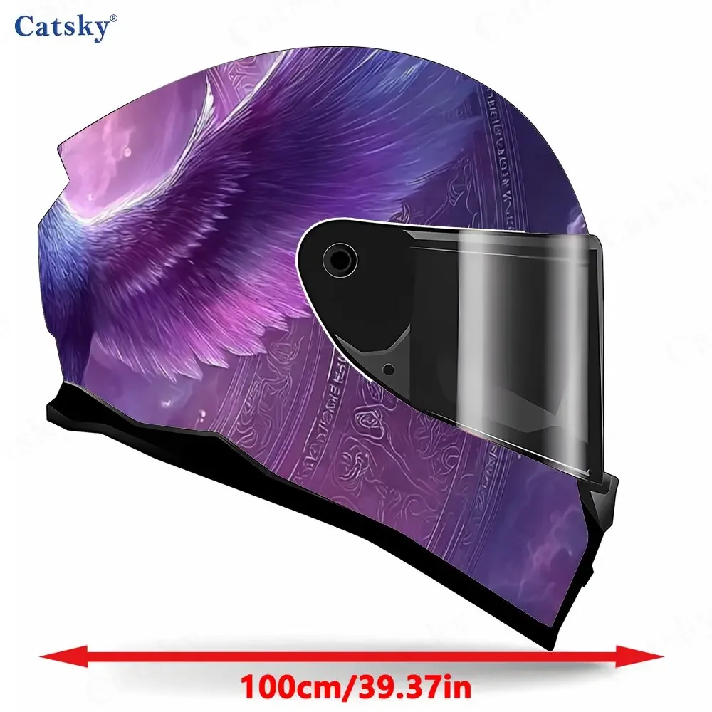 Purple Phoenix Helmet Vinyl Wraps, Waterproof Scratch-Resistant Full Face Helmet Decals, Durable PVC Protection Helmet Stickers