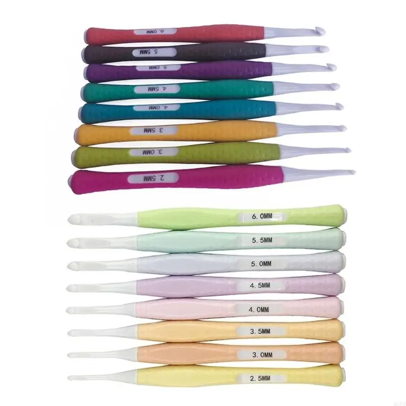 

8pcs Crochet Hooks Soft Grip Plastic Handle Knitting Needle Set PremiumQuality W8EB