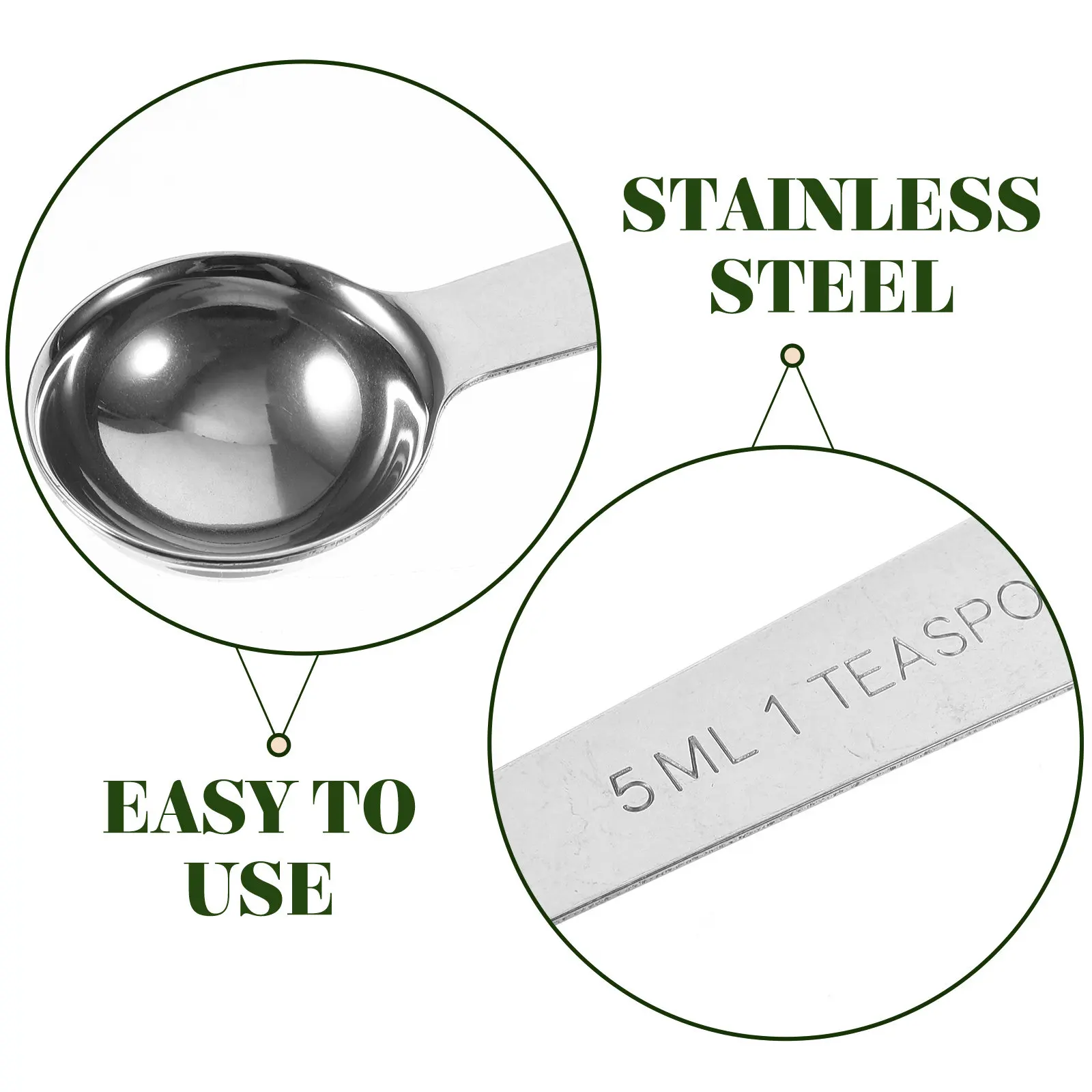 5Ml Stainless Steel Measuring Spoon Ergonomic Comfort Grip Multipurpose Scoop for Coffee Beans Ground Coffee Tea Leaves Baking