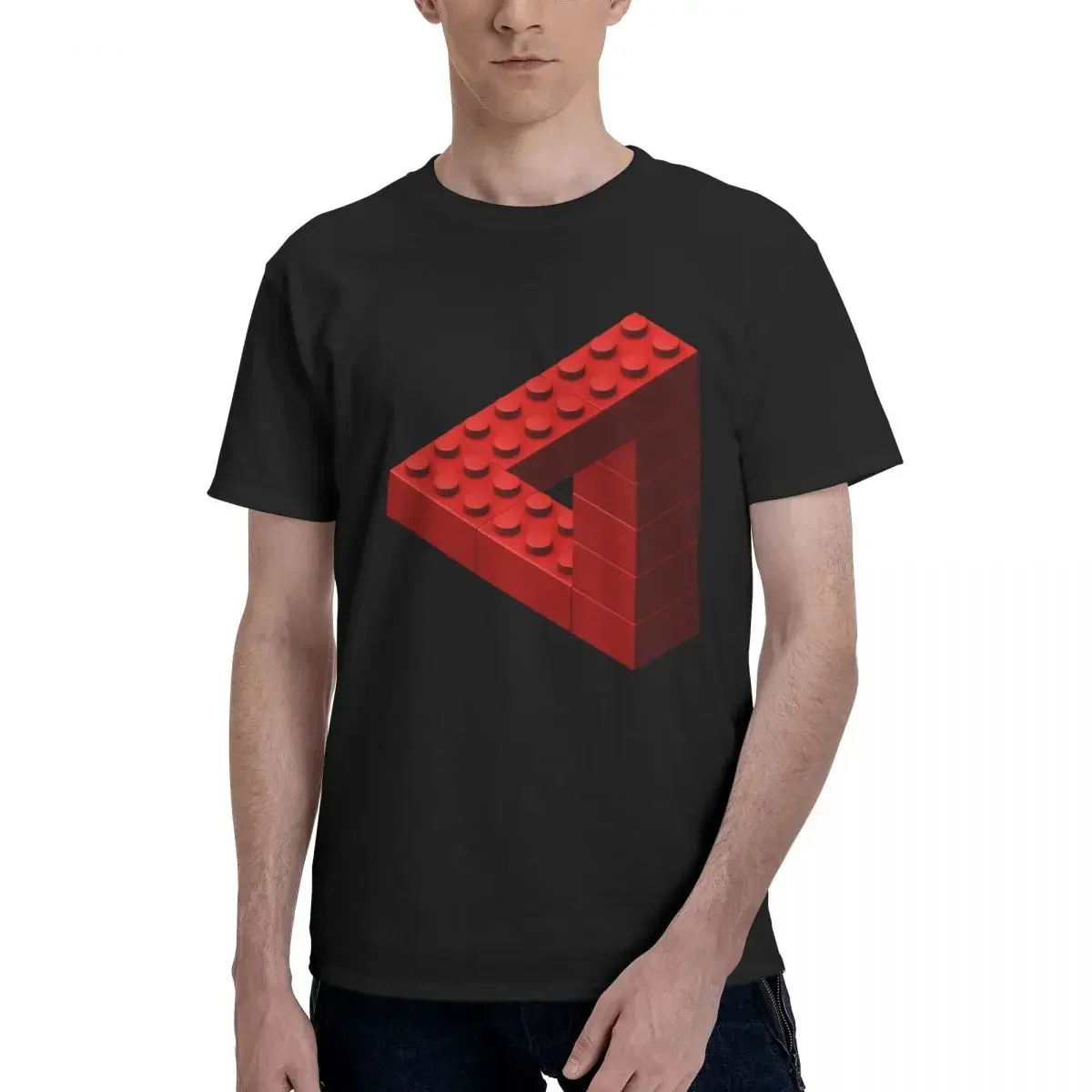 Escher Toy Bricks - Red 100% Cotton T-shirt Men Oversized T Shirts Men crew Neck Short Sleeve S-6XL