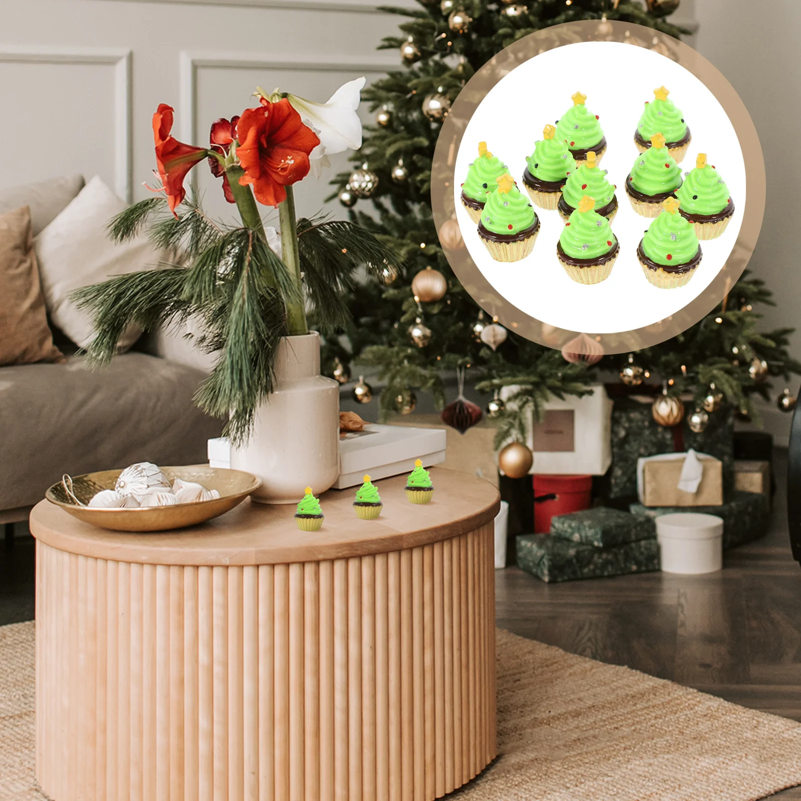 

10 шт., украшения для рождественской елки, имитация моделей кексов, искусственный декор для торта, десертный реквизит для домашней вечеринки, настольный декор, поддельный