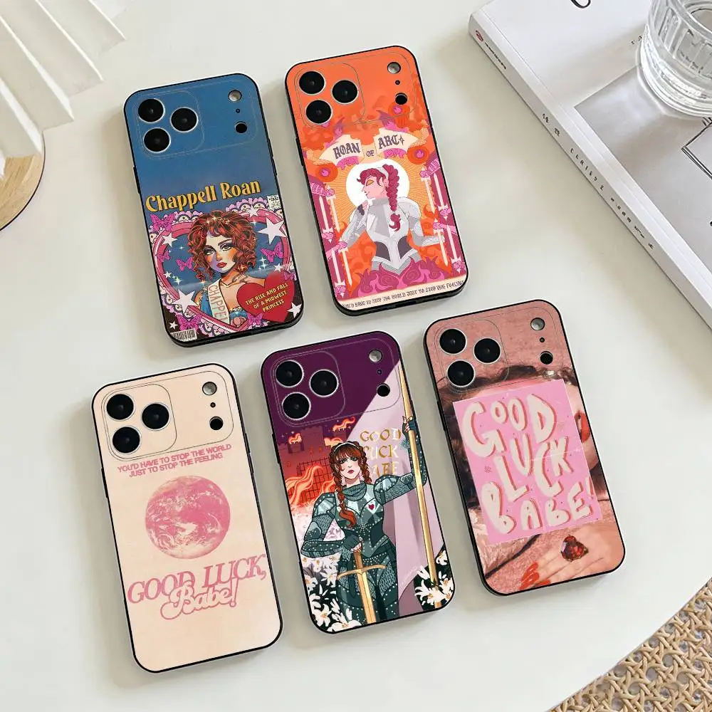 

C-Chappell R-Roan Good Luck Babe Phone Case For iPhone 17,16,15,14,13,12,11 X XR Plus,Soft Silicone Black Cover